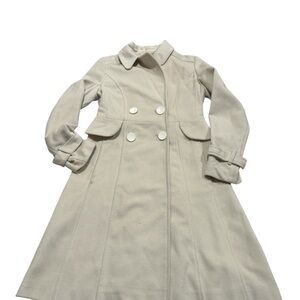 Elegant Cream Double-Breasted Women's Coat